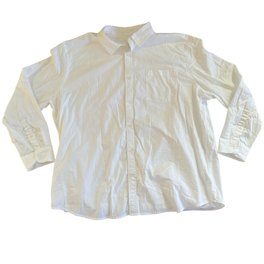 Mutual Weave Men's Size 2XL White Button Up‎ Long Sleeve Shirt 98% Cotton